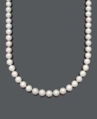 Perfectly paired with your little black dress or an every day work ensemble, pearls are just the right fit. This beautiful Belle de Mer necklace features AA+ cultured freshwater pearls (11-12 mm) with a 14k gold clasp. Approximate length: 16 inches. Perfectly paired with your little black dress or an every day work ensemble, pearls are just the right fit. This beautiful Belle de Mer necklace features AA+ cultured freshwater pearls (11-12 mm) with a 14k gold clasp. Approximate length: 16 inches.