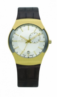 SKAGEN Brown Leather And Gold Men's Gmt Dual-Time Watch SKAGEN Brown Leather And Gold Men's Gmt Dual-Time Watch