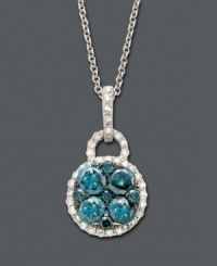 Add sizzle to your summer wardrobe with a splash of color. Bella Bleu by Effy Collection pendant features a circular design highlighting a round-cut blue diamond center (3/4 ct. t.w.) and sparkling white diamonds (1/5 ct. t.w.) at the edges. Setting and chain crafted in 14k white gold. Approximate length: 18 inches. Approximate drop width: 7/16 inch. Approximate drop length: 3/4 inch. Add sizzle to your summer wardrobe with a splash of color. Bella Bleu by Effy Collection pendant features a circular design highlighting a round-cut blue diamond center (3/4 ct. t.w.) and sparkling white diamonds (1/5 ct. t.w.) at the edges. Setting and chain crafted in 14k white gold. Approximate length: 18 inches. Approximate drop width: 7/16 inch. Approximate drop length: 3/4 inch.