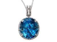 Genuine Blue Topaz Pendant by Effy Collection® in 14 kt White Gold Genuine Blue Topaz Pendant by Effy Collection® in 14 kt White Gold