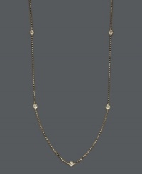 Layer yourself with inch upon inch of sparkle. Trio by Effy Collection's stunning necklace features seven stations of round cut, bezel-set diamonds (5/8 ct. t.w.) strung from a delicate, 14k gold chain. Approximate length: 24 inches. Layer yourself with inch upon inch of sparkle. Trio by Effy Collection's stunning necklace features seven stations of round cut, bezel-set diamonds (5/8 ct. t.w.) strung from a delicate, 14k gold chain. Approximate length: 24 inches.