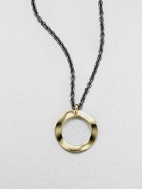 From the Notte Collection. A modern 18k gold open circle pendant on a blackened sterling silver link chain. 18k goldBlackened sterling silverLength, about 16-18 adjustablePendant size, about .7Lobster clasp closureImported From the Notte Collection. A modern 18k gold open circle pendant on a blackened sterling silver link chain. 18k goldBlackened sterling silverLength, about 16-18 adjustablePendant size, about .7Lobster clasp closureImported
