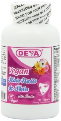 Deva Vegan Vitamins Hair, Nails & Skin, 90-Count  (Pack of 2)