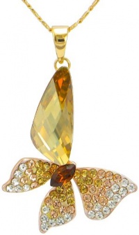 Stylized Butterfly Wing Drop Swarovski Elements Crystal Pendant Necklace (Yellow) 2004201 Stylized Butterfly Wing Drop Swarovski Elements Crystal Pendant Necklace (Yellow) 2004201