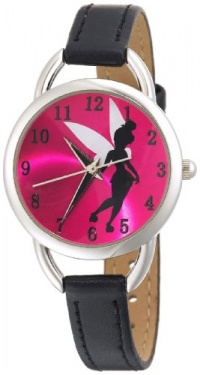 Disney Women's TK1036 Tinkerbell Hot Pink Sunray Dial Black Strap Watch Disney Women's TK1036 Tinkerbell Hot Pink Sunray Dial Black Strap Watch