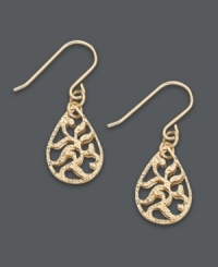 A hint of fine detail takes your look a long way. Giani Bernini's sweet filigree teardrops shine in a 24k gold over sterling silver setting. Approximate drop: 1-1/4 inches. A hint of fine detail takes your look a long way. Giani Bernini's sweet filigree teardrops shine in a 24k gold over sterling silver setting. Approximate drop: 1-1/4 inches.