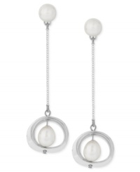 Classic meets contemporary in this pair of drop earrings from Robert Lee Morris. Crafted from silver-tone mixed metal and featuring simulated pearl accents centered in a geometric shape, the earrings update a timeless style. Approximate drop: 2-2/3 inches. Classic meets contemporary in this pair of drop earrings from Robert Lee Morris. Crafted from silver-tone mixed metal and featuring simulated pearl accents centered in a geometric shape, the earrings update a timeless style. Approximate drop: 2-2/3 inches.