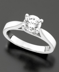 Supreme style and timeless sophistication take shape in this sparkling certified round-cut diamond (1 ct. t.w) engagement ring set in elegant 14k white gold. Supreme style and timeless sophistication take shape in this sparkling certified round-cut diamond (1 ct. t.w) engagement ring set in elegant 14k white gold.
