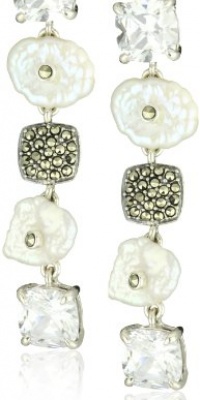 Judith Jack Sterling Silver, Marcasite and Keshi Pearl Drop Earrings Judith Jack Sterling Silver, Marcasite and Keshi Pearl Drop Earrings