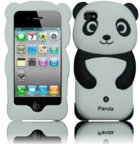 VanMobileGear IPHC-545-2MX(BK)-p Panda Silicone Jelly Skin Case Cover for Apple iPhone 4/4S - Retail Packaging - Black VanMobileGear IPHC-545-2MX(BK)-p Panda Silicone Jelly Skin Case Cover for Apple iPhone 4/4S - Retail Packaging - Black