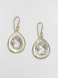 From the Ondine Collection. Faceted clear quartz surrounded by elegant mother-of-pearl set in radiant 18k gold. Clear quartzMother-of-pearl18k goldDrop, about 1.4Hook backImported From the Ondine Collection. Faceted clear quartz surrounded by elegant mother-of-pearl set in radiant 18k gold. Clear quartzMother-of-pearl18k goldDrop, about 1.4Hook backImported