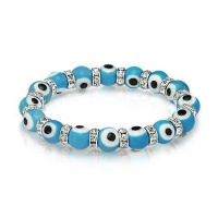 Bling Jewelry Evil Eye Beads 10mm Turquoise Stretch Swarovski Crystal Bracelet Bling Jewelry Evil Eye Beads 10mm Turquoise Stretch Swarovski Crystal Bracelet