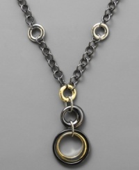 An eye-catching accent for your neckline, this chic necklace from AK Anne Klein is crafted in hematite with goldtone mixed metal for stylish contrast. Approximate length: 20 inches with a 2-3/4 inch drop. An eye-catching accent for your neckline, this chic necklace from AK Anne Klein is crafted in hematite with goldtone mixed metal for stylish contrast. Approximate length: 20 inches with a 2-3/4 inch drop.