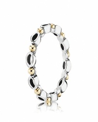 An elegant beaded pattern of sterling silver and 14K gold defines this so-stackable ring from PANDORA. An elegant beaded pattern of sterling silver and 14K gold defines this so-stackable ring from PANDORA.