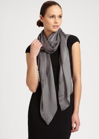 An eye-catching dot design adorns this gorgeous, oblong wrap.80% viscose/20% polyamideAbout 65 X 185Dry cleanImported An eye-catching dot design adorns this gorgeous, oblong wrap.80% viscose/20% polyamideAbout 65 X 185Dry cleanImported