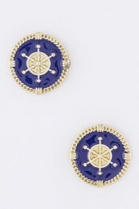 Fashion Jewelry - ROUND SHIP STEERING WHEEL EARRINGS - By Fashion Destination | Free Shipping (Blue) Fashion Jewelry - ROUND SHIP STEERING WHEEL EARRINGS - By Fashion Destination | Free Shipping (Blue)
