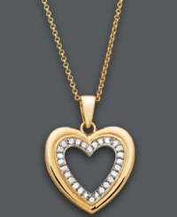 Sweetly romantic. Victoria Townsend's adorable open-cut heart pendant features an inner row of round-cut diamonds (1/4 c.t. t.w). Setting and chain crafted in 18k gold over sterling silver. Approximate length: 18 inches. Approximate drop: 1 inch. Sweetly romantic. Victoria Townsend's adorable open-cut heart pendant features an inner row of round-cut diamonds (1/4 c.t. t.w). Setting and chain crafted in 18k gold over sterling silver. Approximate length: 18 inches. Approximate drop: 1 inch.