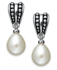 Simply stunning. Honora's drop earrings from its Pallini collection dazzle with cultured freshwater pearls (11-1/2-12 mm). Set in sterling silver. Approximate drop: 3/4 inch. Simply stunning. Honora's drop earrings from its Pallini collection dazzle with cultured freshwater pearls (11-1/2-12 mm). Set in sterling silver. Approximate drop: 3/4 inch.