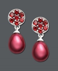 Color suitable for red-carpet style. Get instant glamour with these Fresh by Honora earrings featuring red cultured freshwater pearl drops (7-7-1/2 mm) and sparkling garnet accents. Crafted in sterling silver. Approximate drop: 3/8 inch. Color suitable for red-carpet style. Get instant glamour with these Fresh by Honora earrings featuring red cultured freshwater pearl drops (7-7-1/2 mm) and sparkling garnet accents. Crafted in sterling silver. Approximate drop: 3/8 inch.