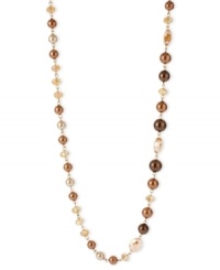 Go to greater lengths. This necklace from Kenneth Cole New York is crafted from gold-tone mixed metal and features a stunning array of brown glass pearls and beads. Item comes packaged in a signature Kenneth Cole New York Gift Box. Approximate length: 43 inches. Approximate drop: 1/2 inch. Go to greater lengths. This necklace from Kenneth Cole New York is crafted from gold-tone mixed metal and features a stunning array of brown glass pearls and beads. Item comes packaged in a signature Kenneth Cole New York Gift Box. Approximate length: 43 inches. Approximate drop: 1/2 inch.