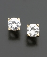 Simply stunning. Classic stud earrings feature round-cut white sapphires (1 ct. t.w.) set in 14k gold. Simply stunning. Classic stud earrings feature round-cut white sapphires (1 ct. t.w.) set in 14k gold.
