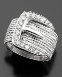 Keep everything buckled up with this 14k white gold round-cut diamond ring (1/2 ct. t.w.). Keep everything buckled up with this 14k white gold round-cut diamond ring (1/2 ct. t.w.).