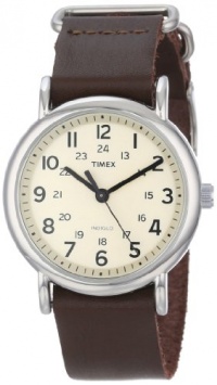 Timex Unisex T2N893 Weekender Brown Leather Strap Watch Timex Unisex T2N893 Weekender Brown Leather Strap Watch