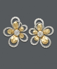 Fresh flowers are sure to liven up your lobes. These artsy flower stud earrings from the Effy Collection feature round-cut diamonds (1-1/4 ct. t.w.) set in 14k yellow and white gold. Approximate drop: 1 inch. Fresh flowers are sure to liven up your lobes. These artsy flower stud earrings from the Effy Collection feature round-cut diamonds (1-1/4 ct. t.w.) set in 14k yellow and white gold. Approximate drop: 1 inch.
