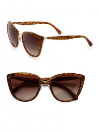 A touch of retro meets these square cat's-eye metal and acetate sunglasses with logo temples. Available in black with grey gradient lens or light brown with brown gradient lens.Logo temples100% UV protectionMade in Italy A touch of retro meets these square cat's-eye metal and acetate sunglasses with logo temples. Available in black with grey gradient lens or light brown with brown gradient lens.Logo temples100% UV protectionMade in Italy