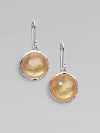 From the Wonderland Collection. A faceted round doublet, the rich, warm color of golden honey, combines color-backed mother-of-pearl layered with clear quartz in a modern sterling silver setting.Mother-of-pearl and clear quartzSterling silverDiameter, about 1Ear wireImported From the Wonderland Collection. A faceted round doublet, the rich, warm color of golden honey, combines color-backed mother-of-pearl layered with clear quartz in a modern sterling silver setting.Mother-of-pearl and clear quartzSterling silverDiameter, about 1Ear wireImported