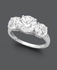 Create a look that's both elegant and traditional. Arabella's luminous, three stone ring shines with the addition of round-cut Swarovski zirconias (6-1/5 c. t.w.) set in 14k white gold. Create a look that's both elegant and traditional. Arabella's luminous, three stone ring shines with the addition of round-cut Swarovski zirconias (6-1/5 c. t.w.) set in 14k white gold.