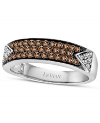 Pave-set perfection. Le Vian's sumptuously-sparkling ring features round-cut chocolate diamonds (1/3 ct. t.w.) with white diamond accents at the corners. Band crafted in 14k white gold.