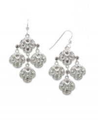 Chandelier earrings are often reserved for evening, but Charter Club's version can even dress up a daytime look. Crafted in silver tone mixed metal with glass detailing. Approximate drop: 2-1/4 inches. Chandelier earrings are often reserved for evening, but Charter Club's version can even dress up a daytime look. Crafted in silver tone mixed metal with glass detailing. Approximate drop: 2-1/4 inches.