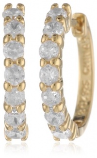 Sterling Silver Simulated Diamond Hoop Earrings Sterling Silver Simulated Diamond Hoop Earrings