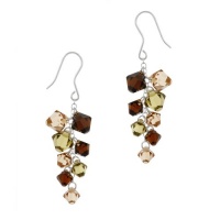 Sterling Silver Earth Tone Swarovski Elements Linear Drop Earrings Sterling Silver Earth Tone Swarovski Elements Linear Drop Earrings