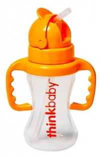Thinkbaby Thinkster Straw Bottle, 9 Ounce, Natural/Orange Thinkbaby Thinkster Straw Bottle, 9 Ounce, Natural/Orange