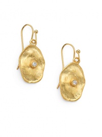 THE LOOKTextured abstract-shaped disc detailsCubic zirconia accents18k yellow goldplated brassEar wireTHE MEASUREMENTLength, about .75ORIGINMade in USA THE LOOKTextured abstract-shaped disc detailsCubic zirconia accents18k yellow goldplated brassEar wireTHE MEASUREMENTLength, about .75ORIGINMade in USA