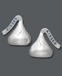 Add a little sugar on top! These polished stud earrings feature the signature Hershey's Kiss and wrapper with a round-cut diamond accent for extra sparkle! Crafted in sterling silver. Approximate size: 3/8 inch x 1/6 inch. Add a little sugar on top! These polished stud earrings feature the signature Hershey's Kiss and wrapper with a round-cut diamond accent for extra sparkle! Crafted in sterling silver. Approximate size: 3/8 inch x 1/6 inch.