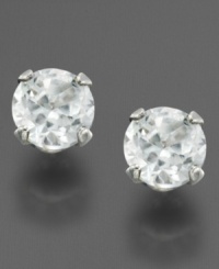 Give her a dose of classic glamor with these faceted cubic zirconia (3mm) stone earrings. In 14k gold. Give her a dose of classic glamor with these faceted cubic zirconia (3mm) stone earrings. In 14k gold.