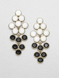 A design with a high-contrast style, a perfect colorblock piece. EnamelGlass stones14k goldplated white metalDrop, about 2.5Post backImported A design with a high-contrast style, a perfect colorblock piece. EnamelGlass stones14k goldplated white metalDrop, about 2.5Post backImported