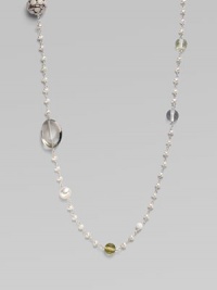 From the Bijoux Collection. Luminescent white agate and lemon citrine stones are stationed on a lovely pot pourri chain of small white pearls and sterling silver links. Simply radiant worn extra long or doubled up in two strands. White agate, lemon citrine and white pearl Sterling silver Length, about 46 Toggle closure Made in USA From the Bijoux Collection. Luminescent white agate and lemon citrine stones are stationed on a lovely pot pourri chain of small white pearls and sterling silver links. Simply radiant worn extra long or doubled up in two strands. White agate, lemon citrine and white pearl Sterling silver Length, about 46 Toggle closure Made in USA