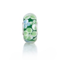 Bling Jewelry 925 Sterling Silver Murano Green Flower Bead Pandora Compatible Bling Jewelry 925 Sterling Silver Murano Green Flower Bead Pandora Compatible