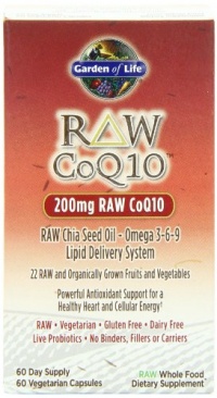 Garden of Life Raw CoQ10 Vegetarian Capsules, 60 Count Garden of Life Raw CoQ10 Vegetarian Capsules, 60 Count