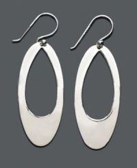 Turn heads in this strikingly modern design by Unwritten. Open oval drop earrings crafted from sterling silver. Approximate drop: 2 inches. Turn heads in this strikingly modern design by Unwritten. Open oval drop earrings crafted from sterling silver. Approximate drop: 2 inches.