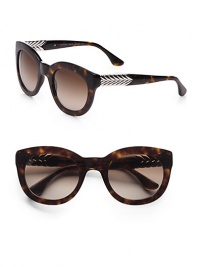 From the Chevron Collection. These lightweight, acetate frames are accented with chevron metal temples. Available in tortoise with double brown gradient lens. Metal accented chevron temples100% UV protectionImported From the Chevron Collection. These lightweight, acetate frames are accented with chevron metal temples. Available in tortoise with double brown gradient lens. Metal accented chevron temples100% UV protectionImported