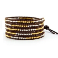 Chan Luu Gold and Sterling Silver Wrap on Brown Chan Luu Gold and Sterling Silver Wrap on Brown