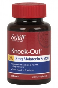 Schiff Knock-Out Melatonin with Theanine & Valerian Tablets, 50-Count Schiff Knock-Out Melatonin with Theanine & Valerian Tablets, 50-Count