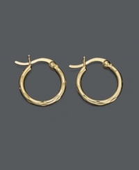 Let tiny loops create a look of sheer elegance. These hoop earrings by Giani Bernini feature a diamond cut pattern set in 24k gold over sterling silver. Approximate diameter: 1/2 inch. Let tiny loops create a look of sheer elegance. These hoop earrings by Giani Bernini feature a diamond cut pattern set in 24k gold over sterling silver. Approximate diameter: 1/2 inch.