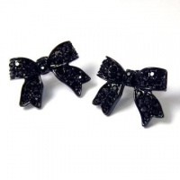 I'm A Cute Little Princess Ribbon Pave' Earrings (Black) I'm A Cute Little Princess Ribbon Pave' Earrings (Black)