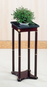 Coaster Green Snack Table / Plant Stand, Marble Top with A Cherry Finish Base, Square Coaster Green Snack Table / Plant Stand, Marble Top with A Cherry Finish Base, Square